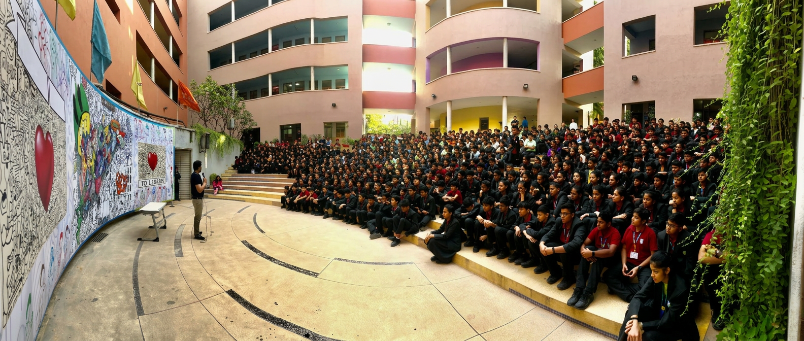 A large amphitheater filled with students during a live summit experience